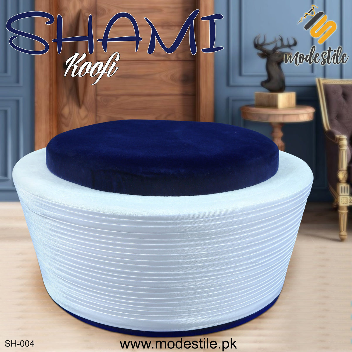 Blue SH-004 Elegant Islamic Imama Style Cap