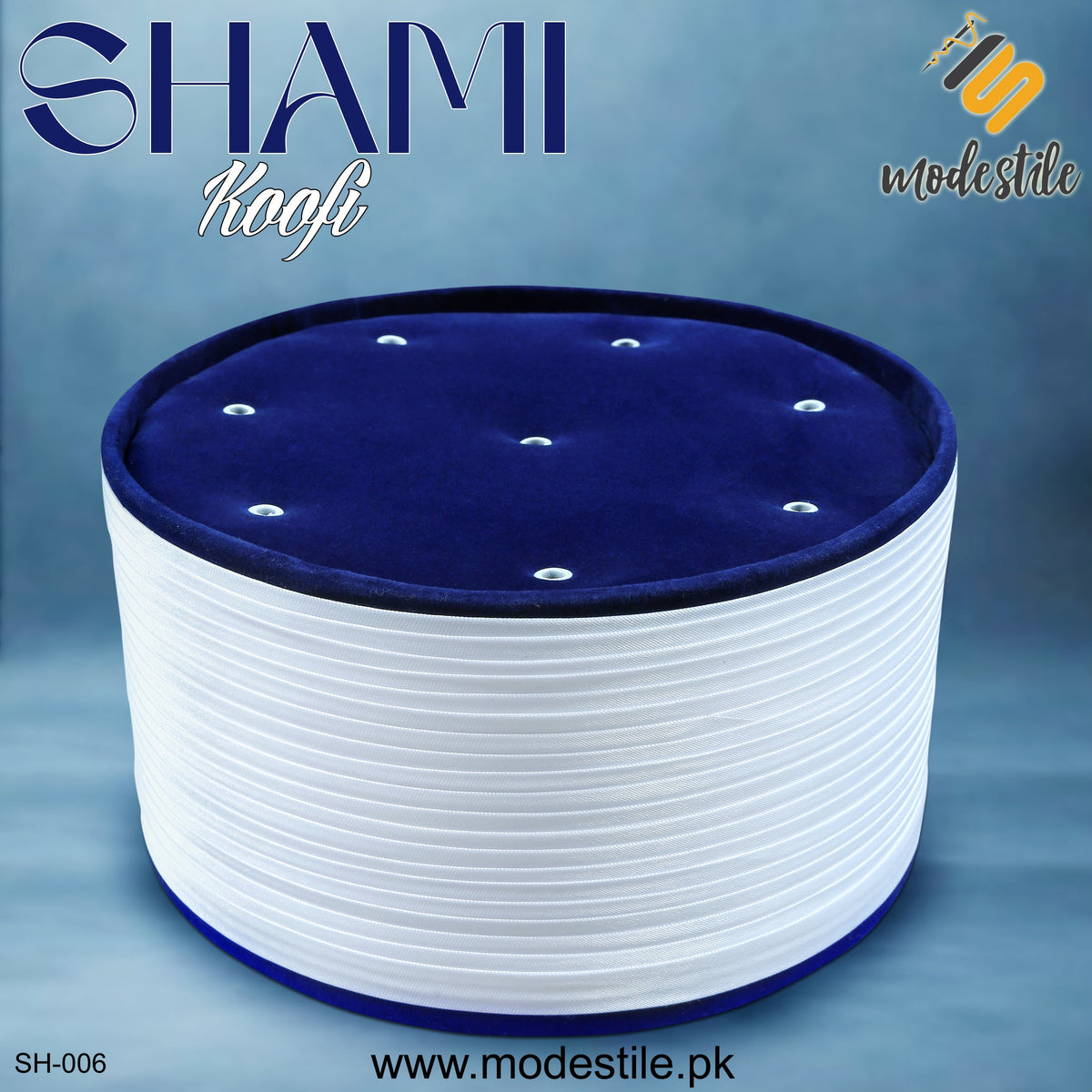 Blue SH-006 Traditional Islamic Shami Prayer Hat