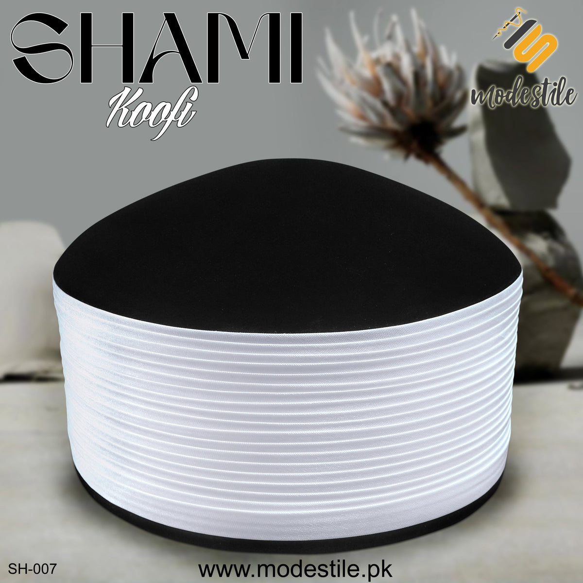 Black SH-007 Premium Turkish Shami Cap for Men