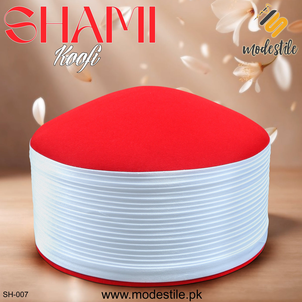 Red SH-007 Classic Islamic Prayer Shami Cap