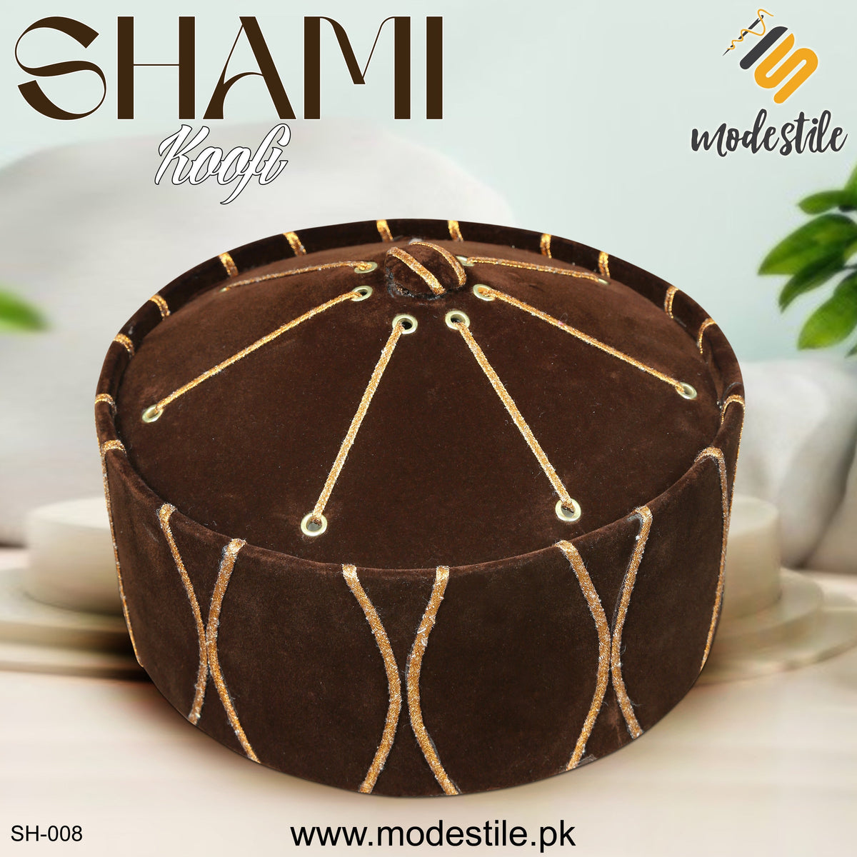Brown SH-008 Elegant Turkish Kufi Hat