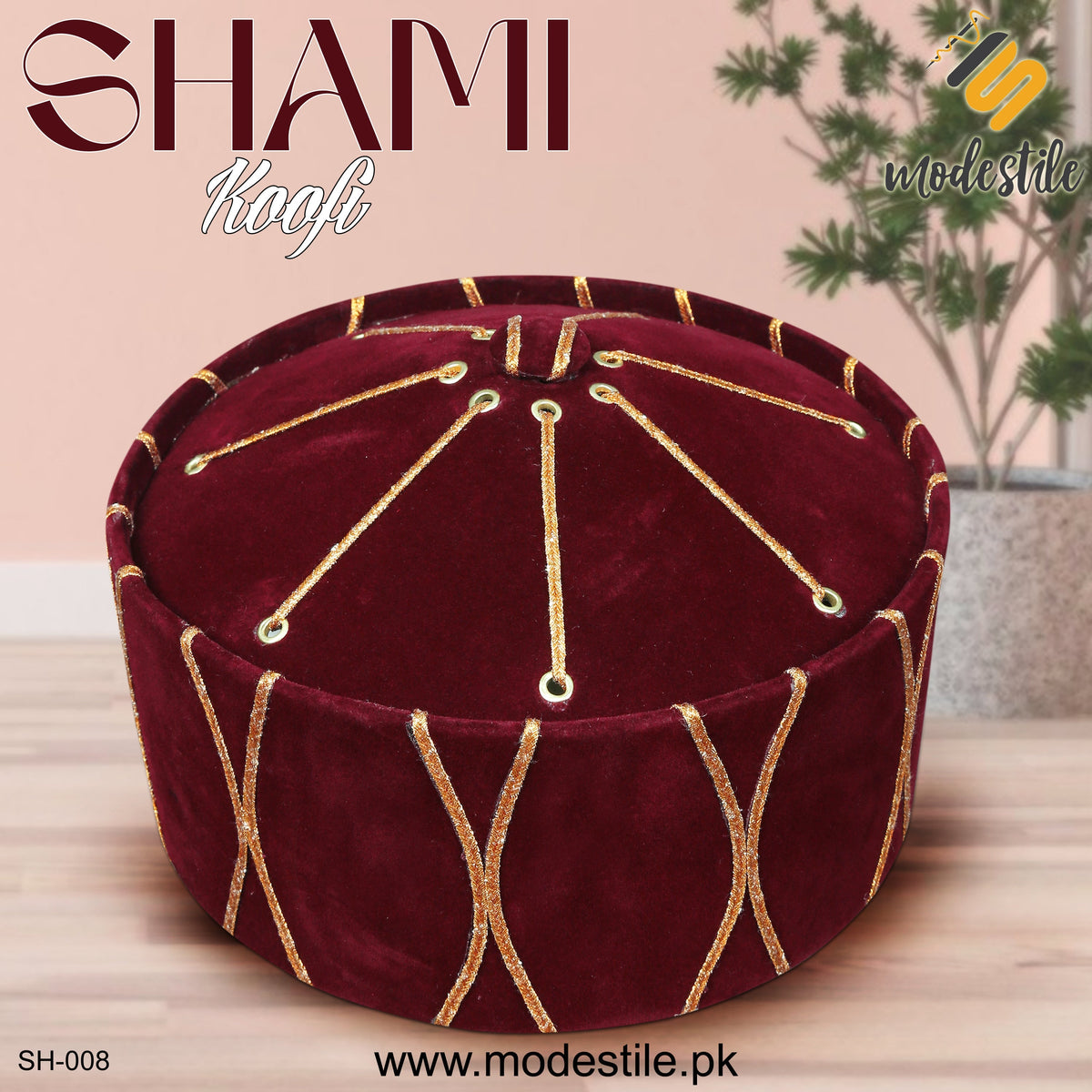 Maroon SH-008 Premium Muslim Turban Style Cap