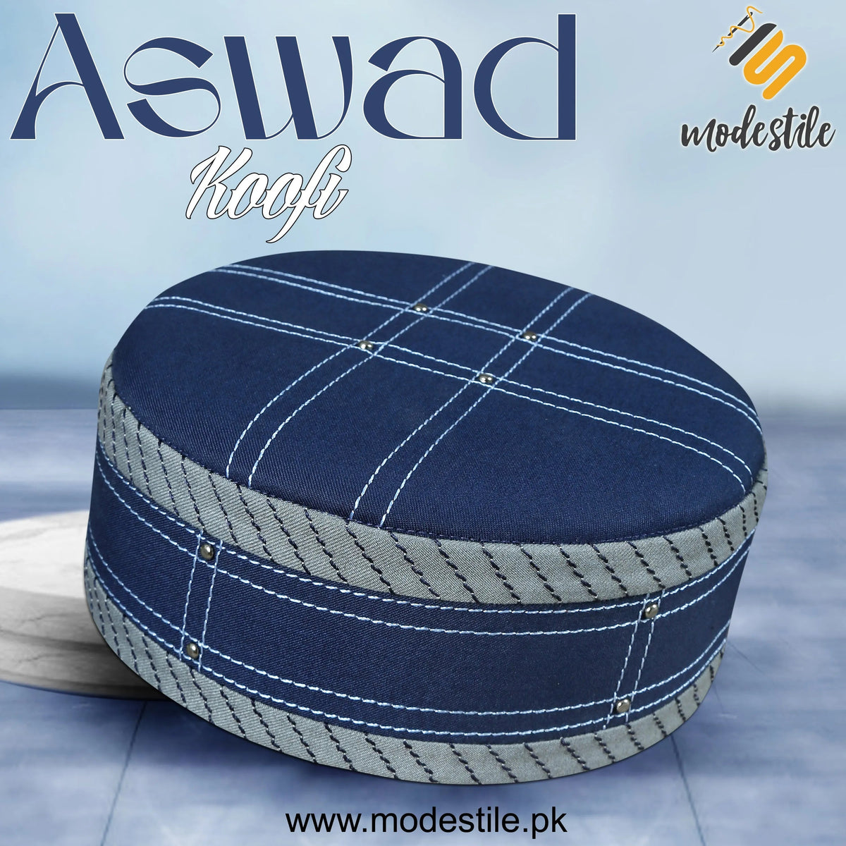 Navy Blue Aswad Kufi Stylish Daily Salah Cap