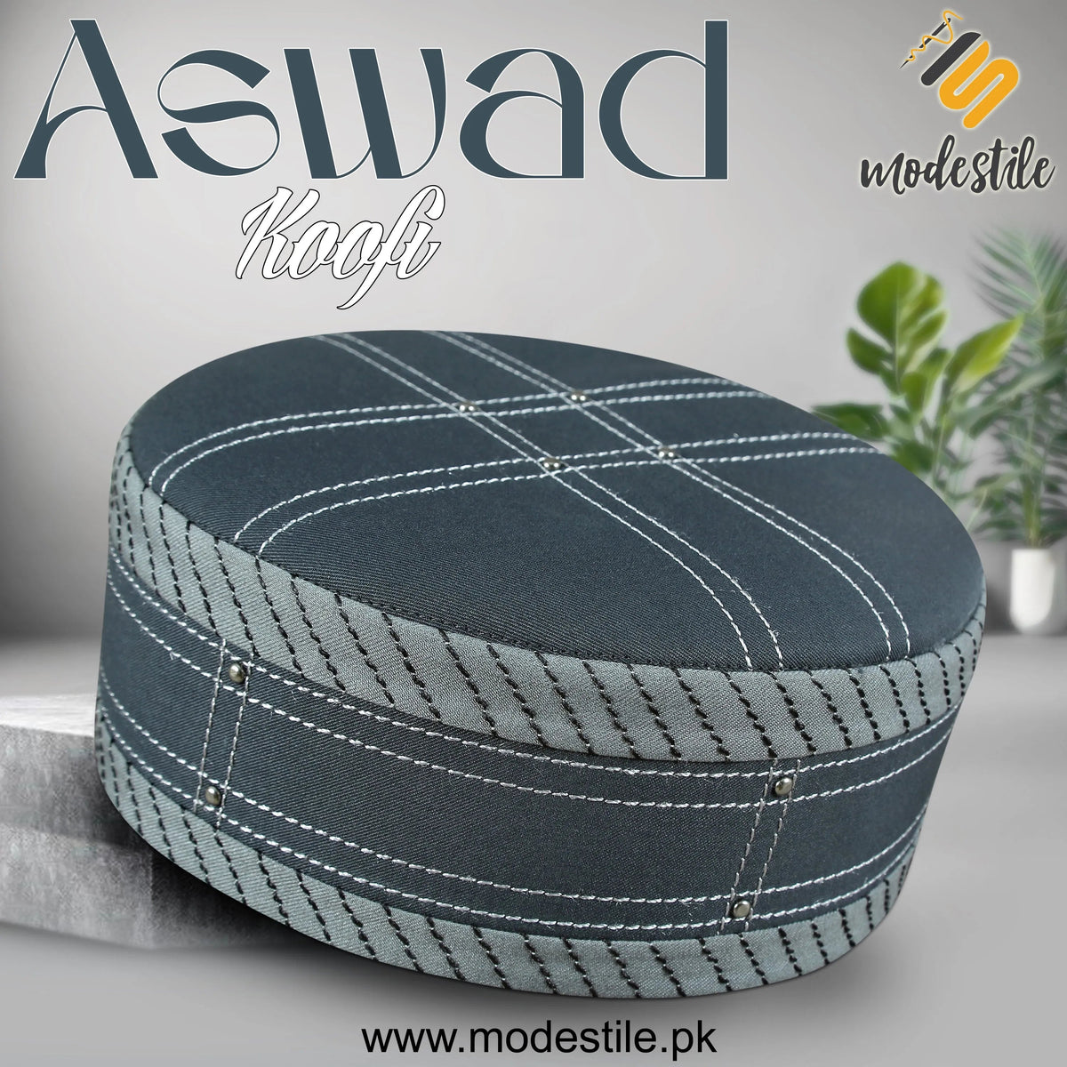 Grey Aswad Kufi Soft Comfortable Islamic Skull Cap