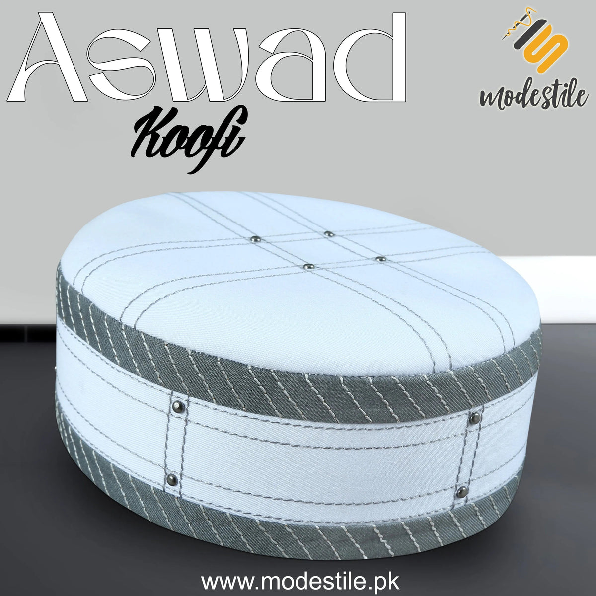 White Aswad Kufi Classic Muslim Namaz Topi