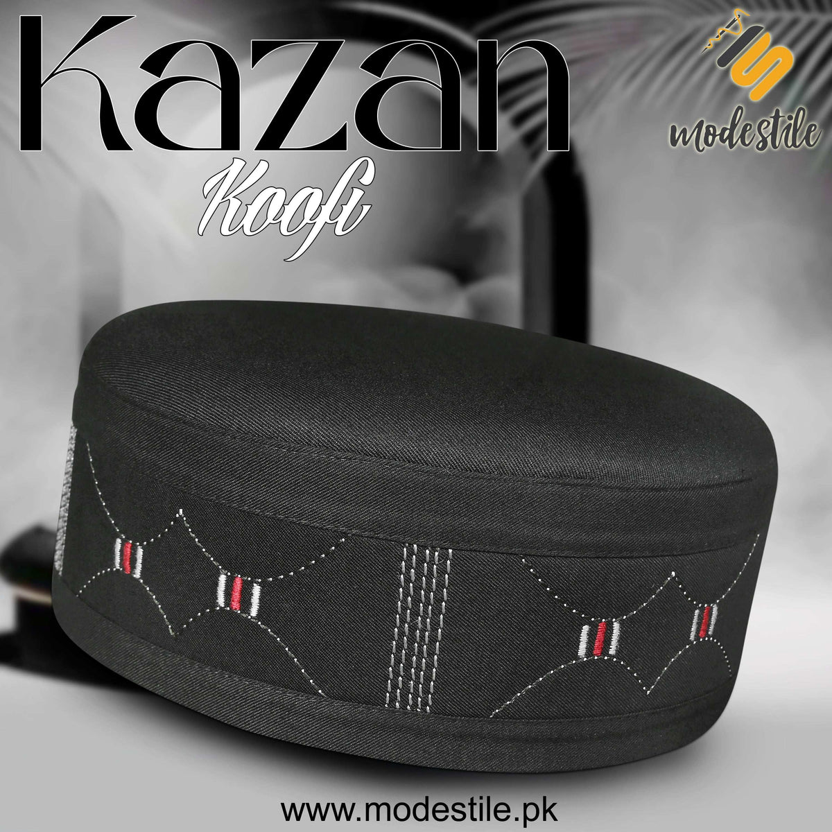 Black Kazan Kufi Premium Islamic Prayer Cap for Men