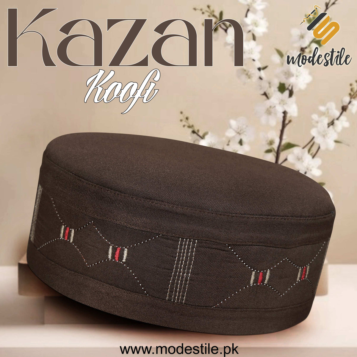 Brown Kazan Kufi Traditional Daily Prayer Hat