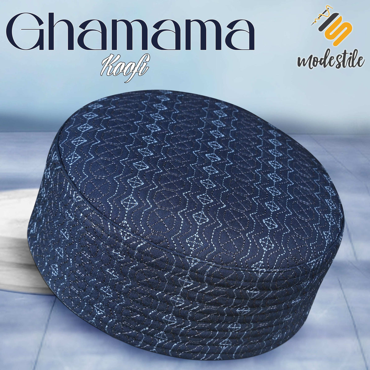 Navy Blue Ghamama Kufi Premium Daily Salah Cap