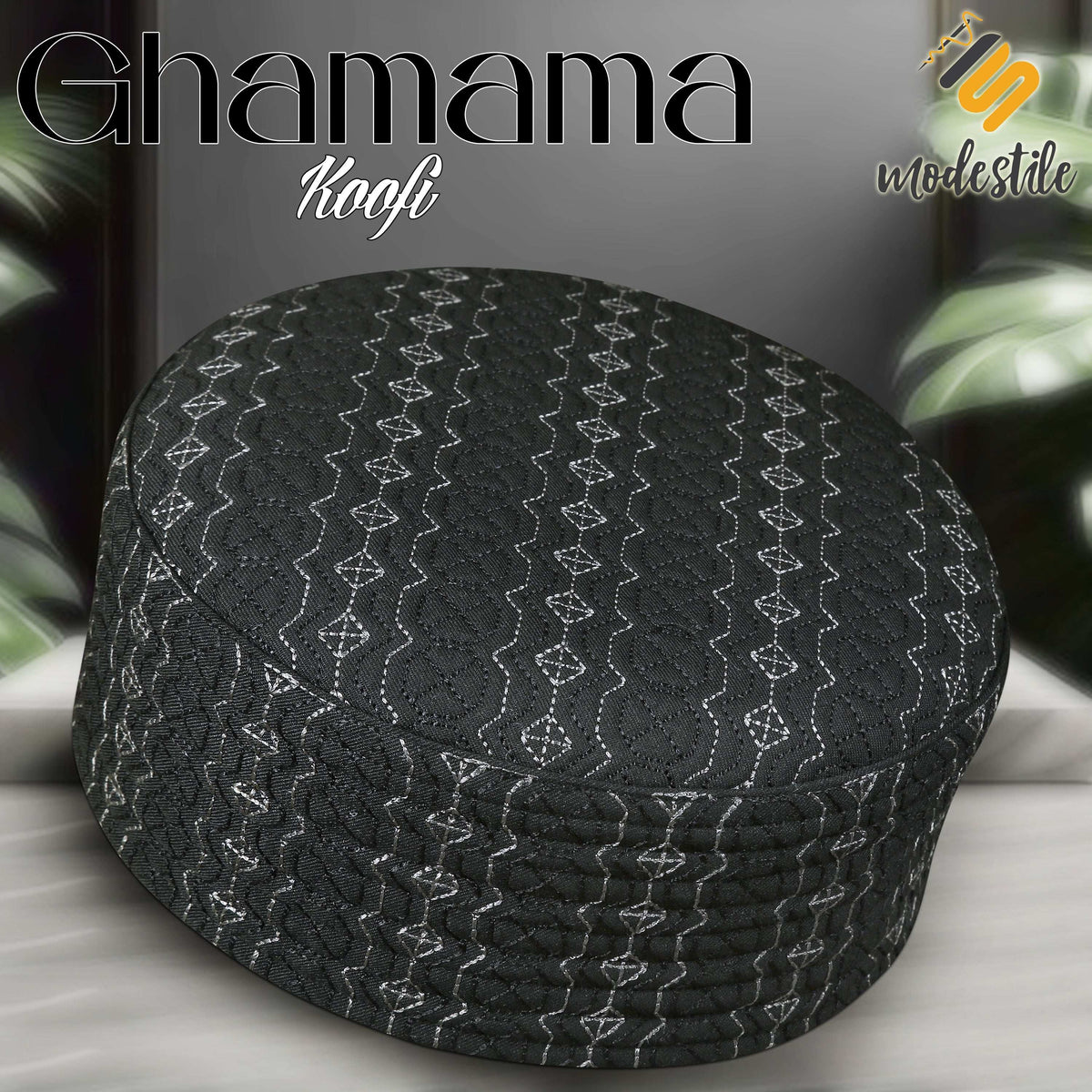 Black Ghamama Kufi Premium Islamic Prayer Cap for Men