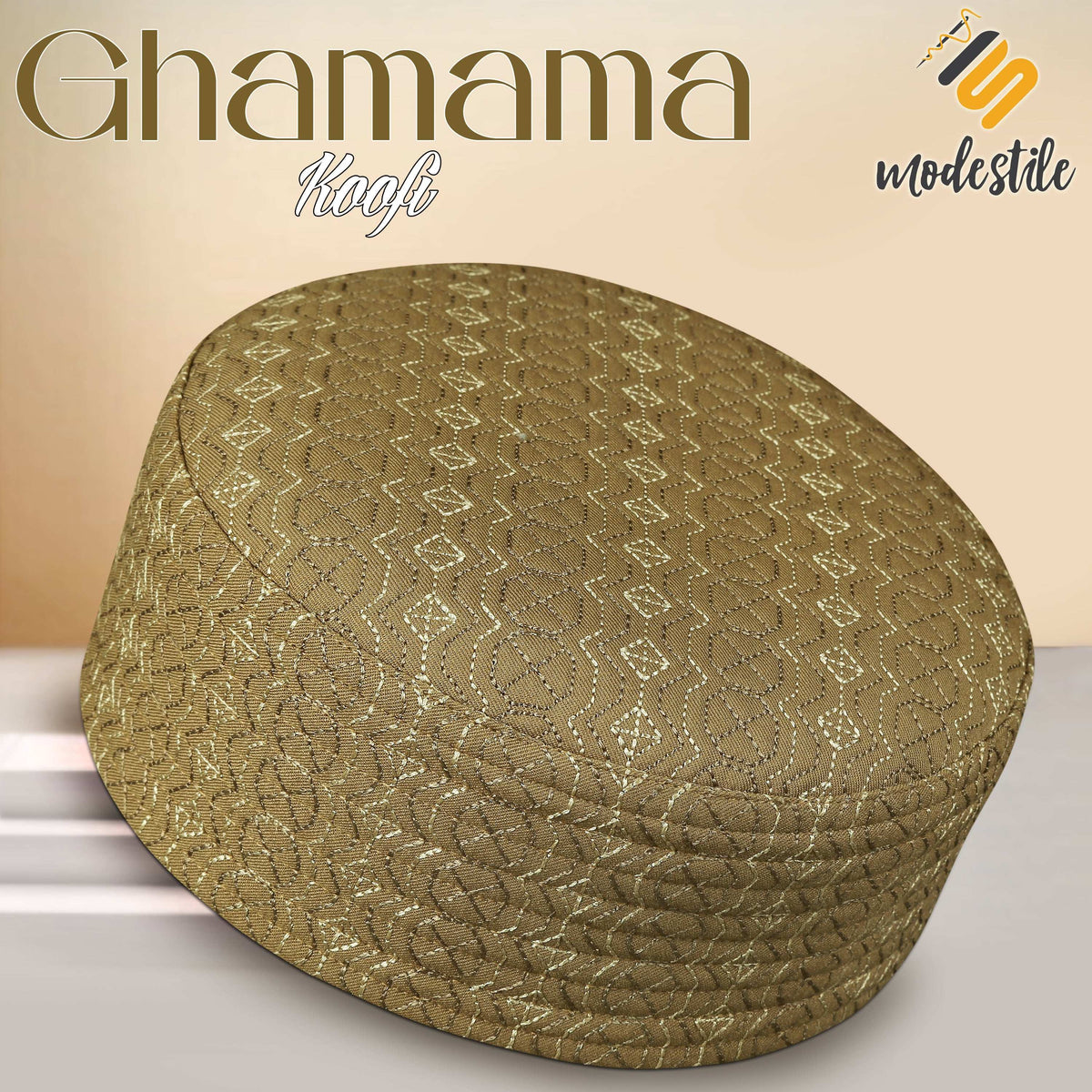 Golden Ghamama Kufi Refined Embroidered Prayer Cap