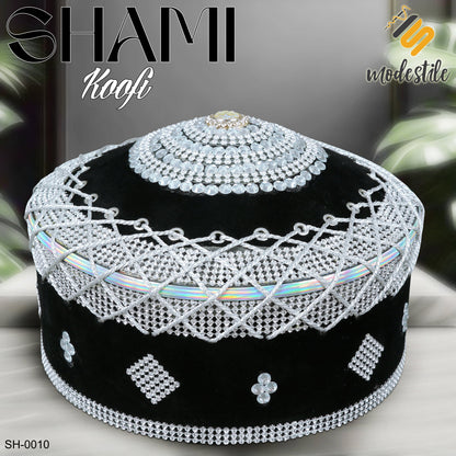 Black SH-0010 Premium Shami Cap Traditional Turkish Imama Hat