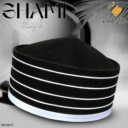 Black SH-0011 Premium Shami Cap Traditional Turkish Imama Hat