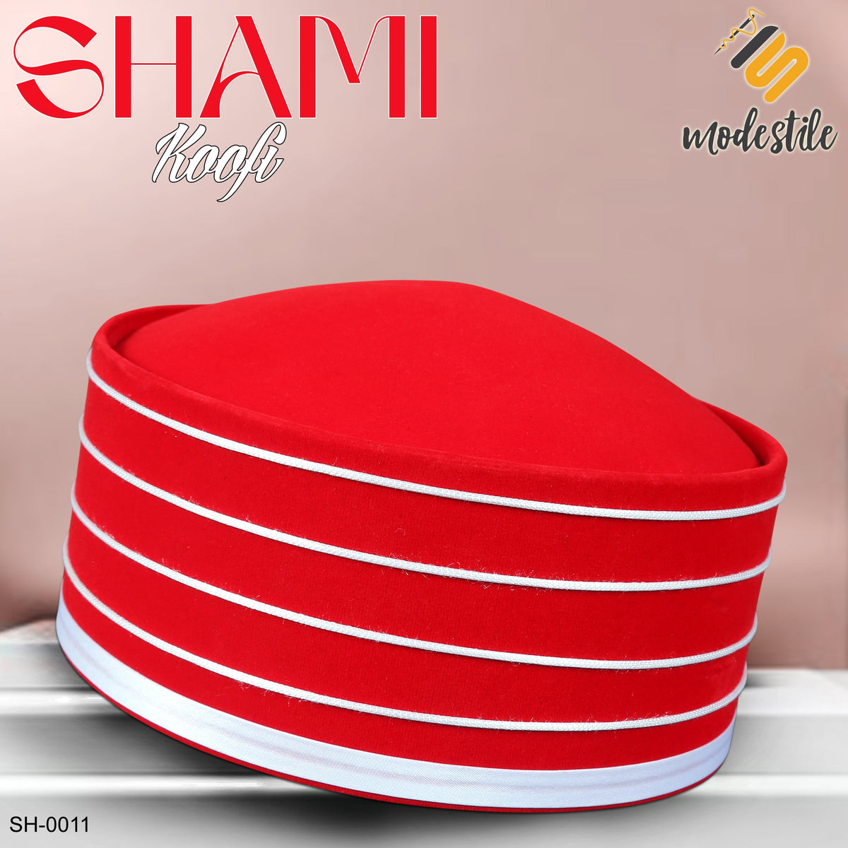 Red SH-0011 Traditional Islamic Turkish Prayer Cap