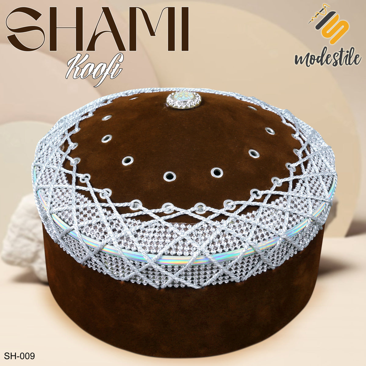 Brown SH-009 Classic Shami Turban Kufi Hat