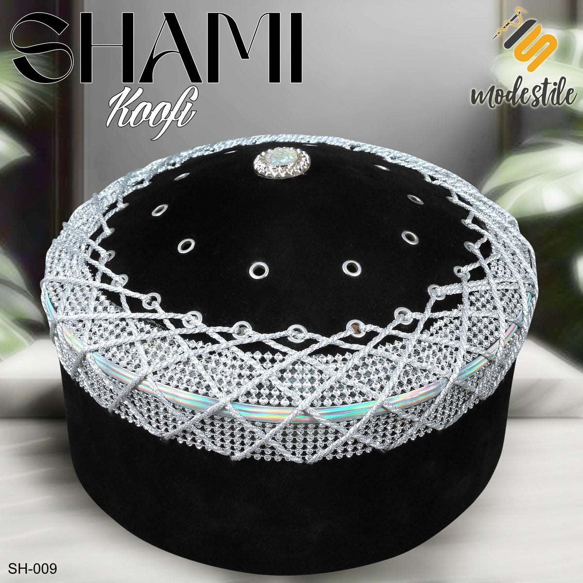 Black SH-009 Premium Shami Cap Traditional Turkish Imama Hat