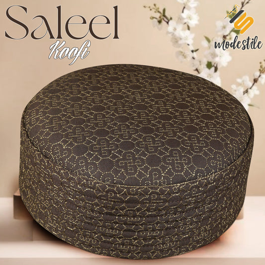 Brown Saleel Kufi Elegant Traditional Prayer Hat