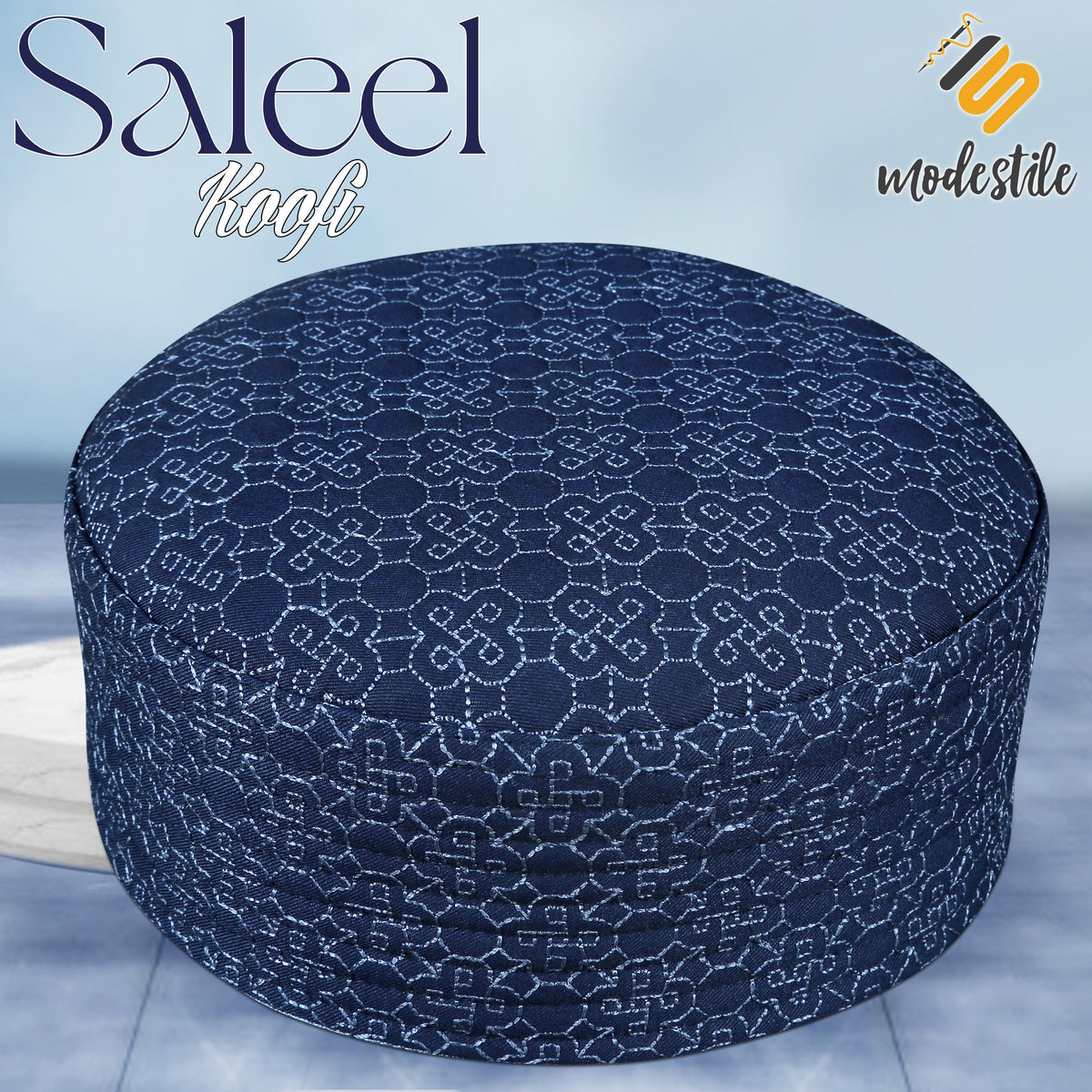 Navy Blue Saleel Kufi Stylish Daily Salah Cap
