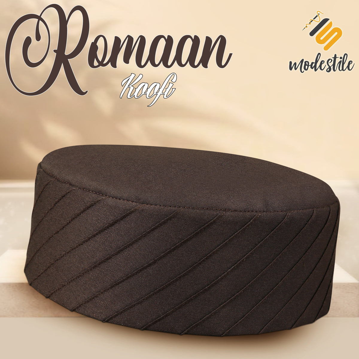 Brown Romaan Kufi Elegant Traditional Prayer Hat