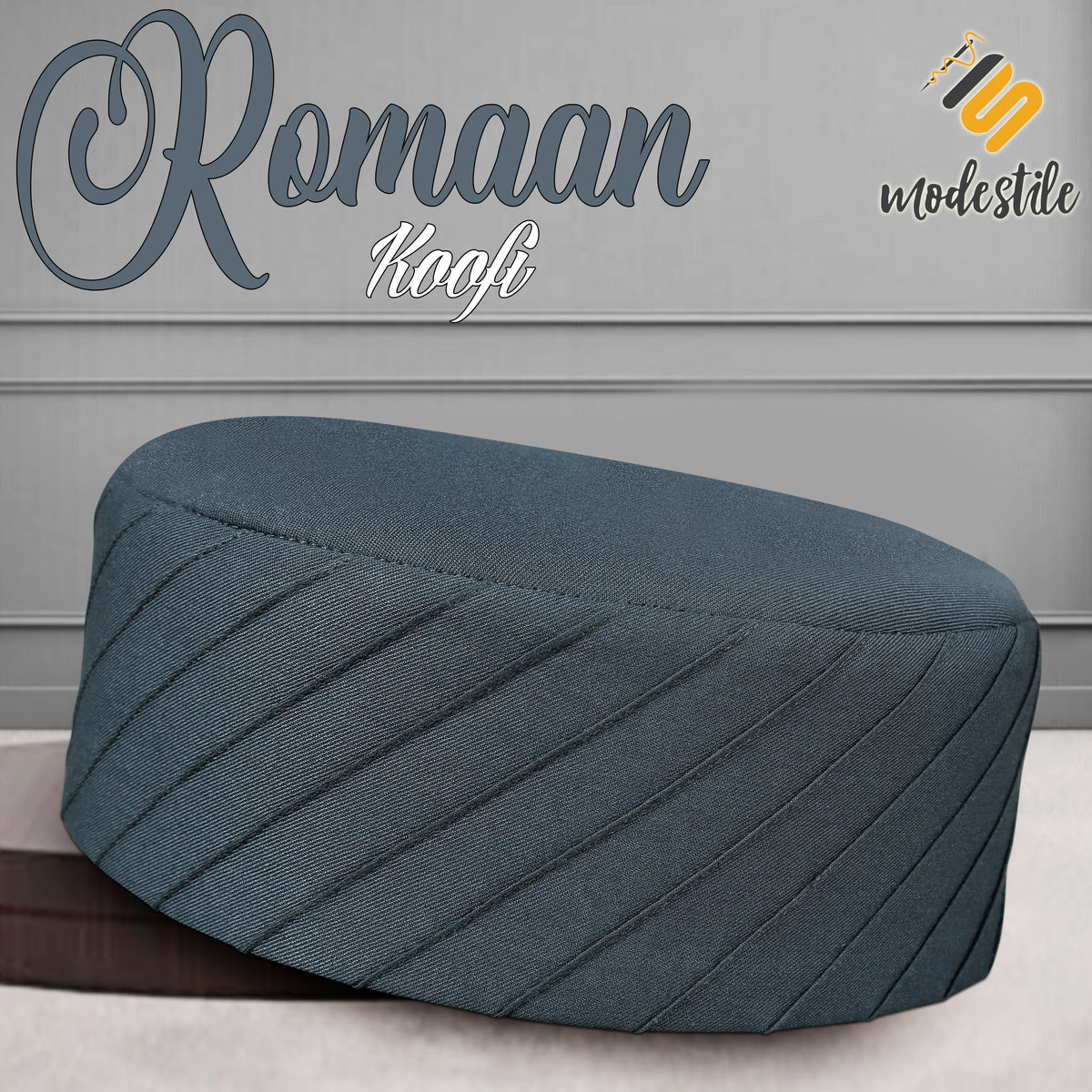 Grey Romaan Kufi Soft Comfortable Islamic Skull Cap