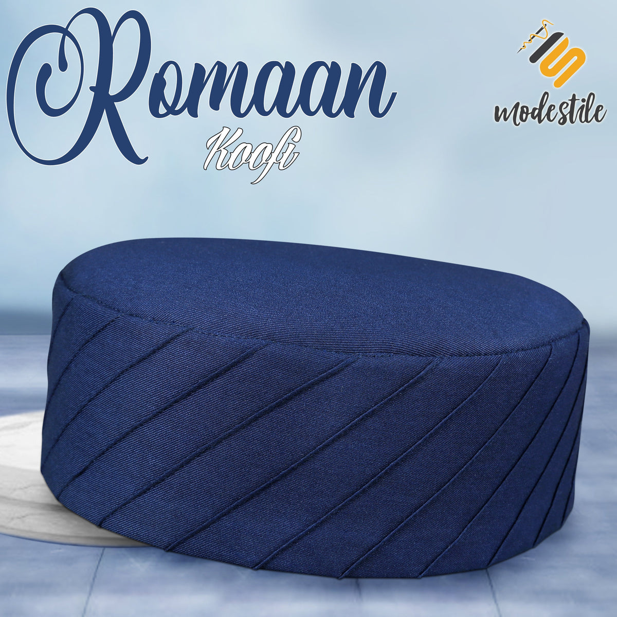 Navy Blue Romaan Kufi Stylish Daily Salah Cap