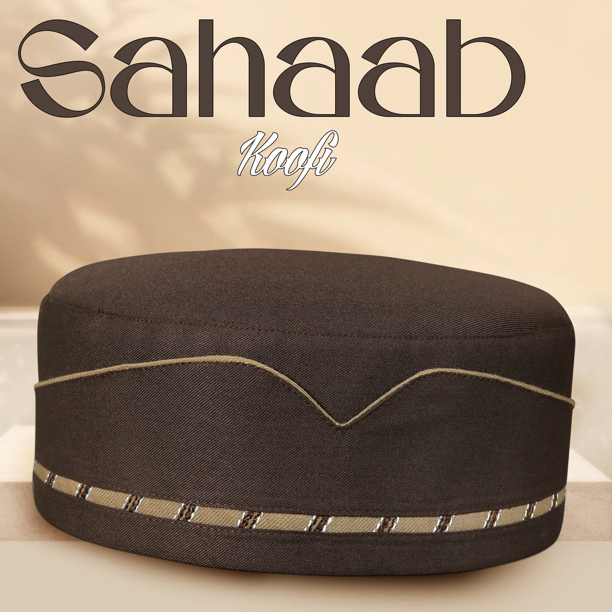 Brown Sahaab Kufi Traditional Daily Wear Prayer Hat