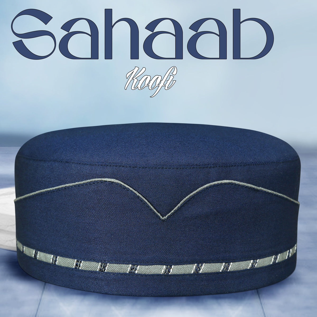 Navy Blue Sahaab Kufi Elegant Salah Cap for Everyday Wear