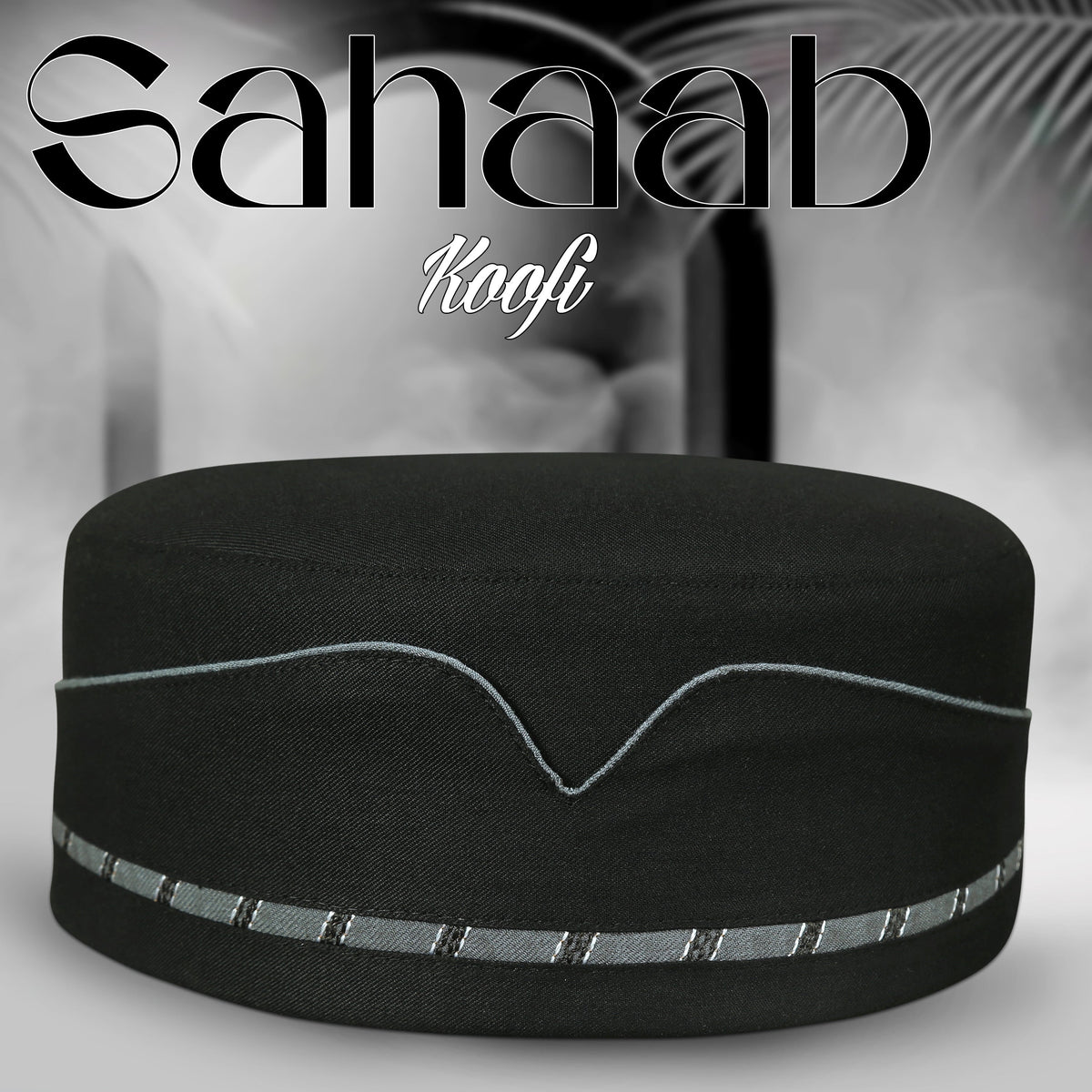 Black Sahaab Kufi Premium Islamic Prayer Cap for Men