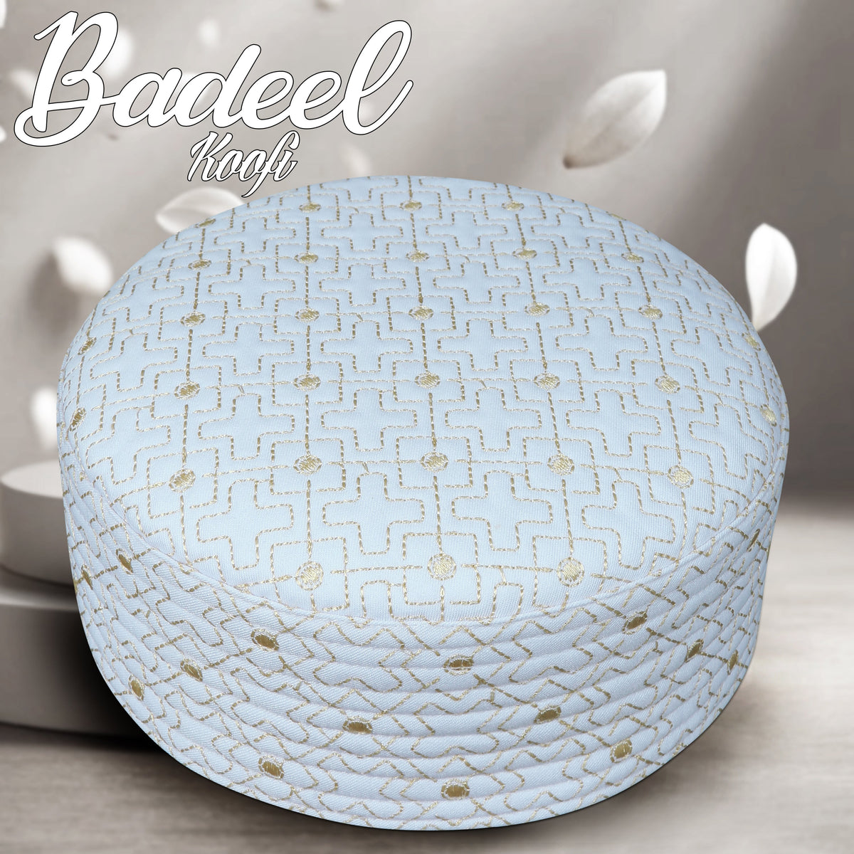 White Badeel Kufi Classic Islamic Skull Cap