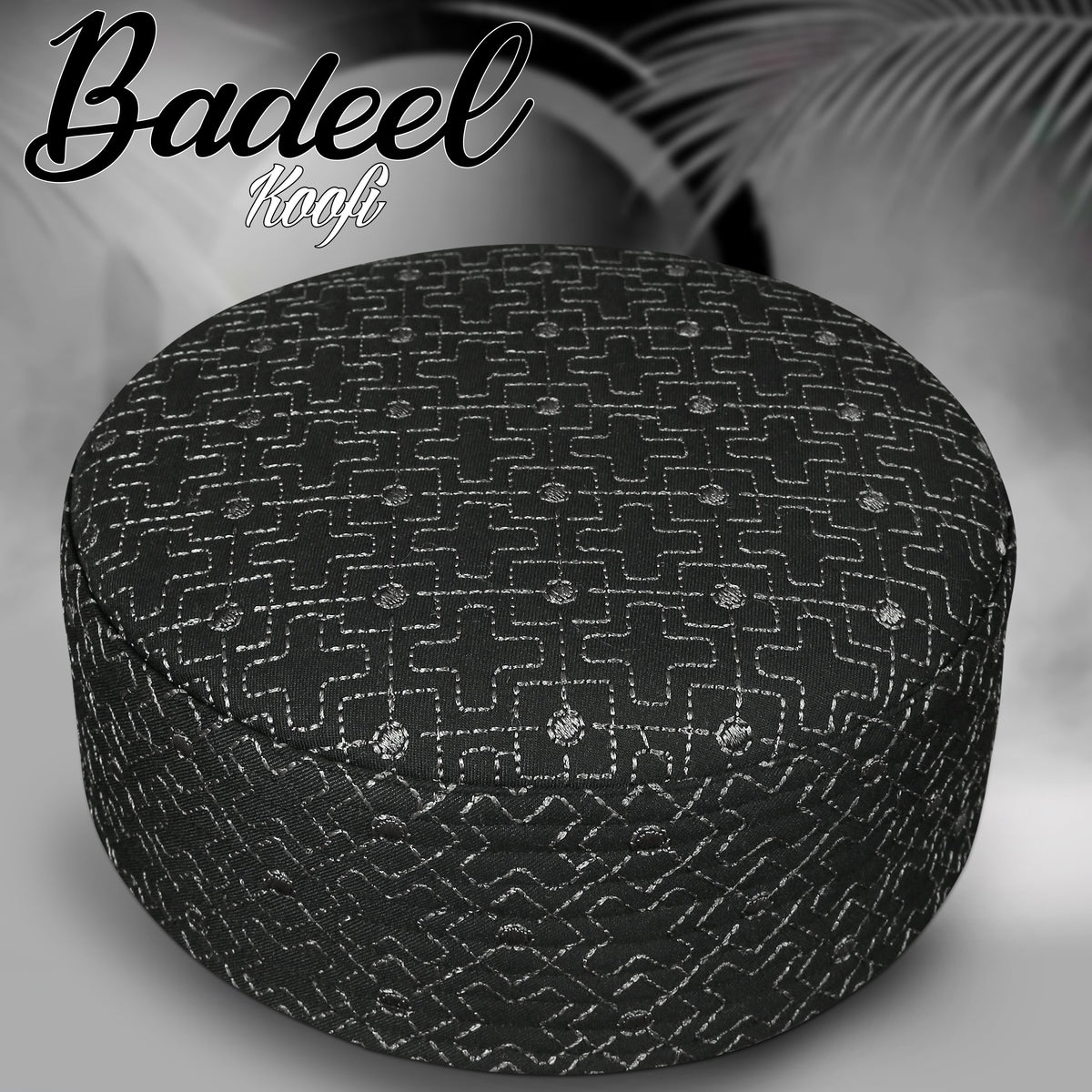 Black Badeel Kufi Premium Islamic Prayer Cap for Men