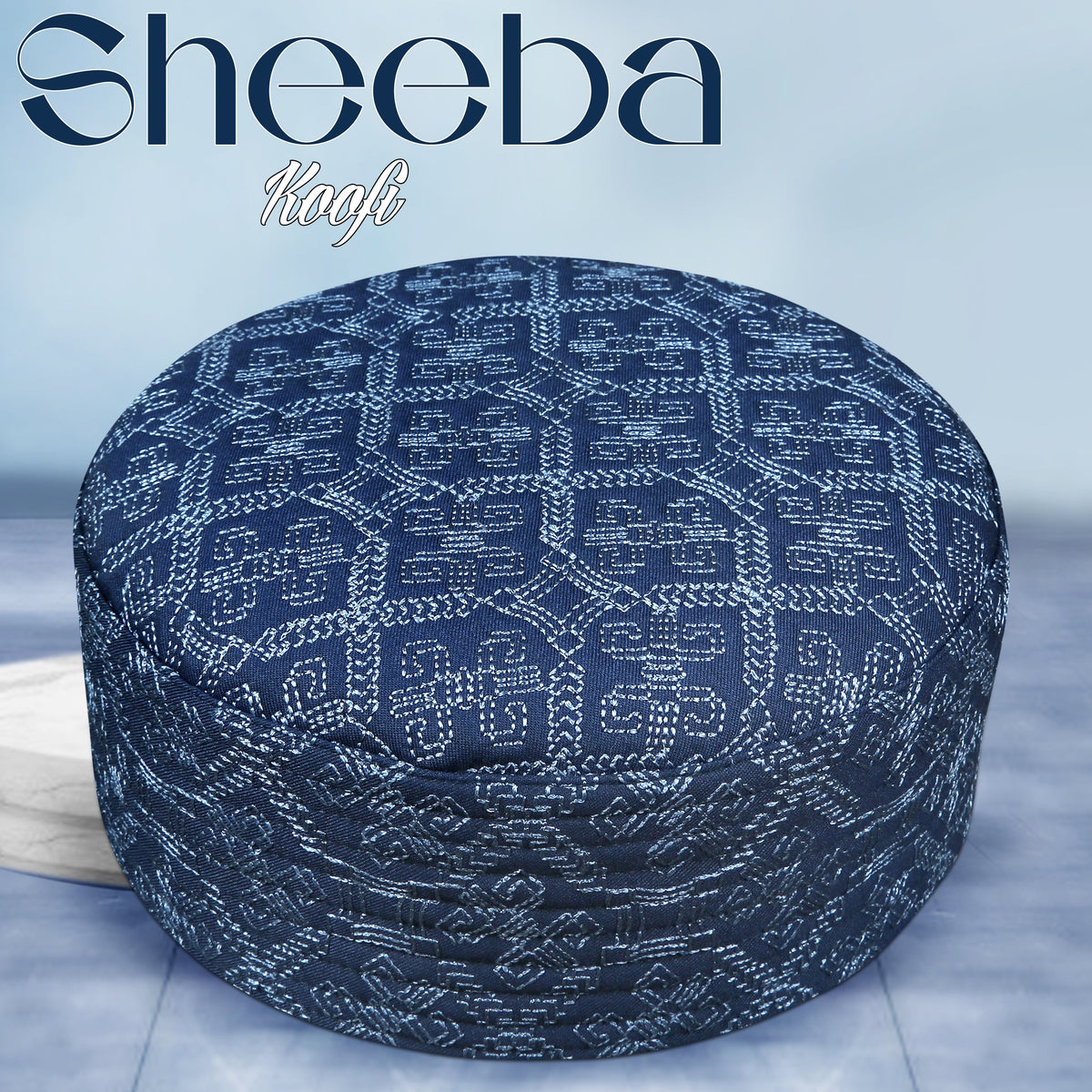 Blue Sheeba Kufi Elegant Traditional Muslim Prayer Hat