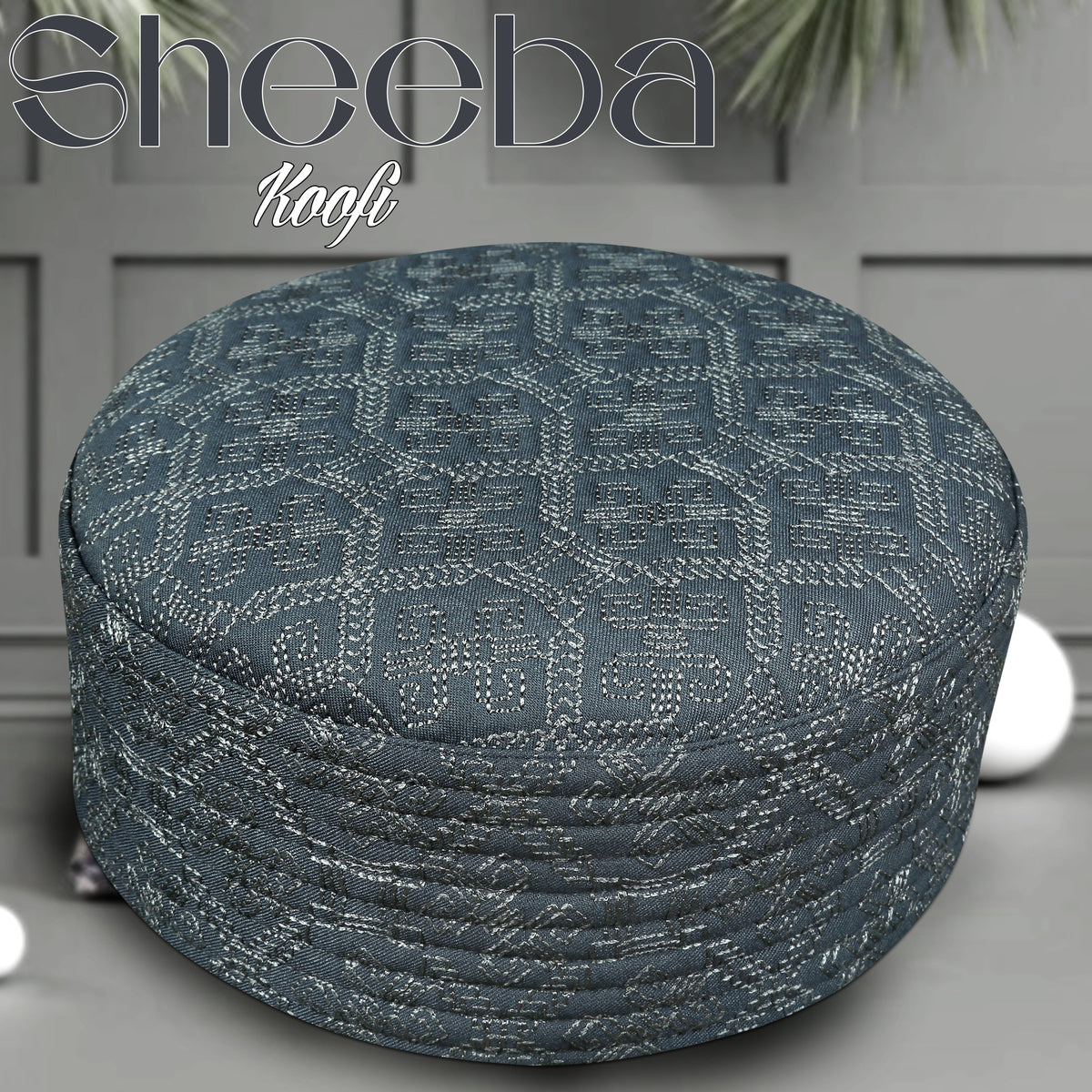 Gray Sheeba Kufi Comfortable Muslim Skull Cap