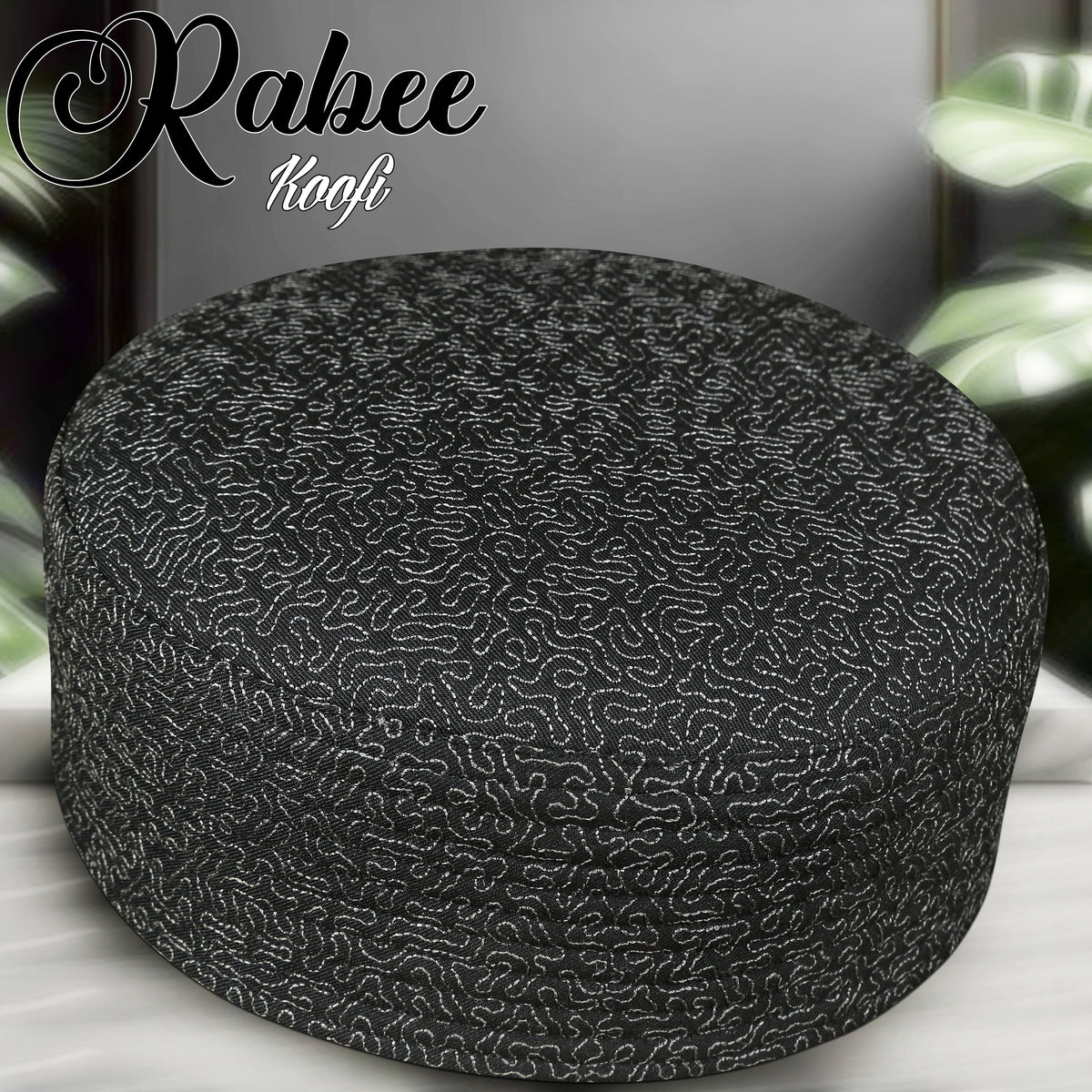 Black Rabee Kufi Premium Handmade Islamic Prayer Cap