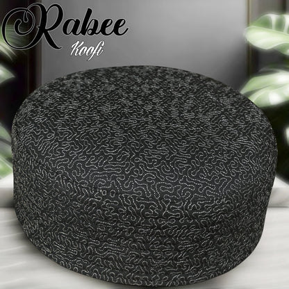 Black Rabee Kufi Premium Handmade Islamic Prayer Cap
