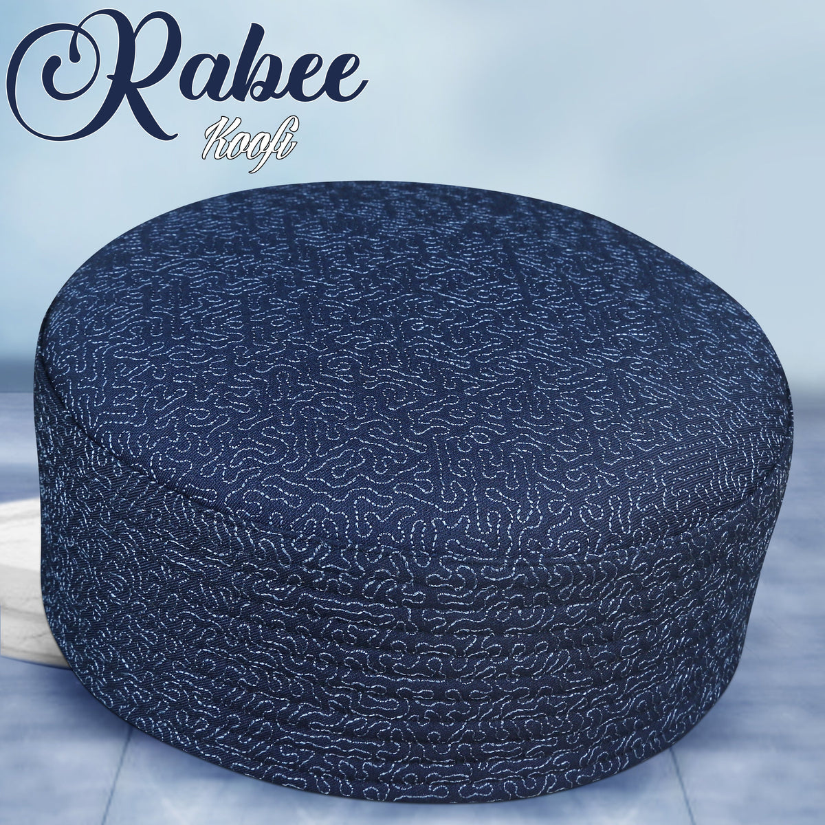 Blue Rabee Kufi Elegant Muslim Prayer Hat
