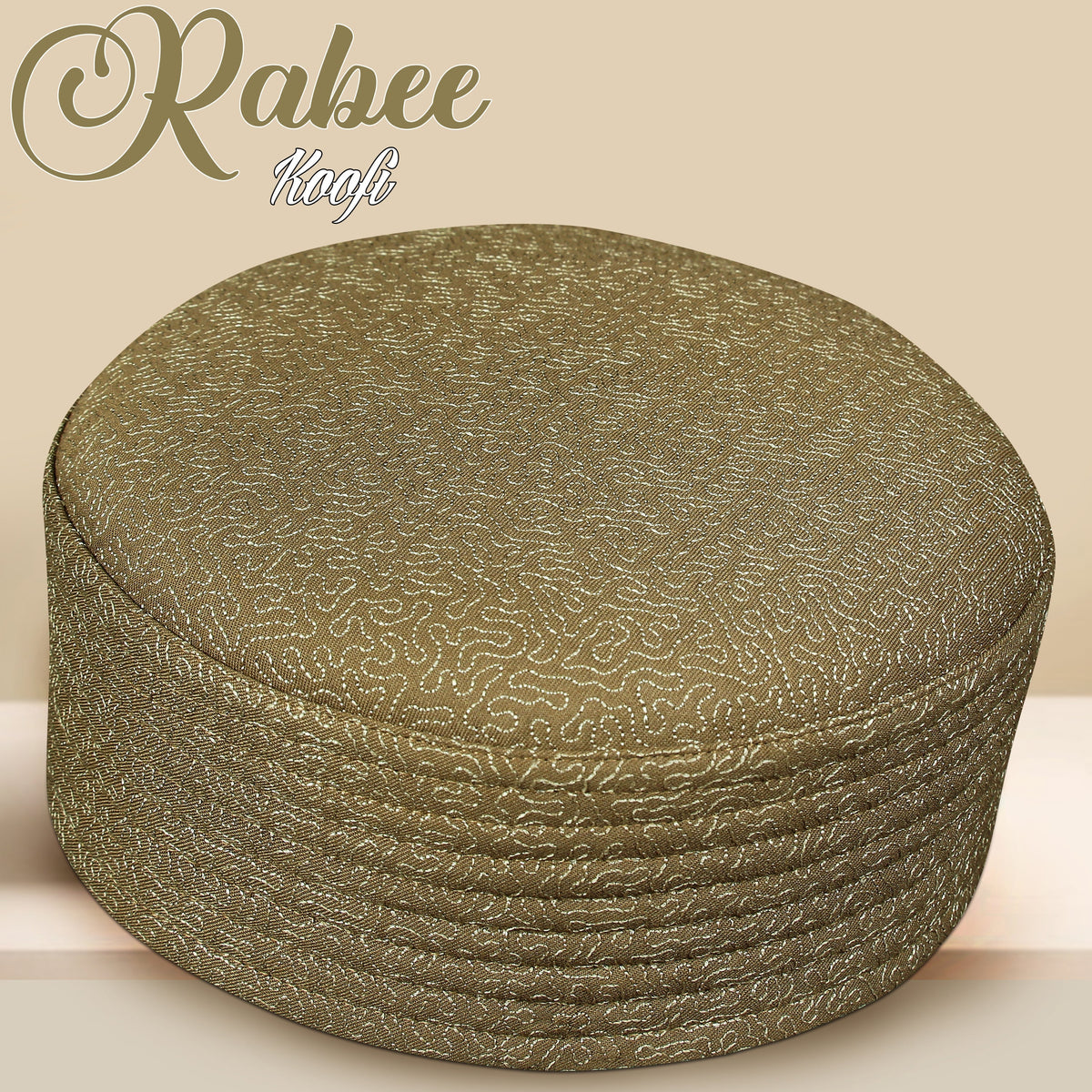 Golden Rabee Kufi Refined Embroidered Islamic Cap