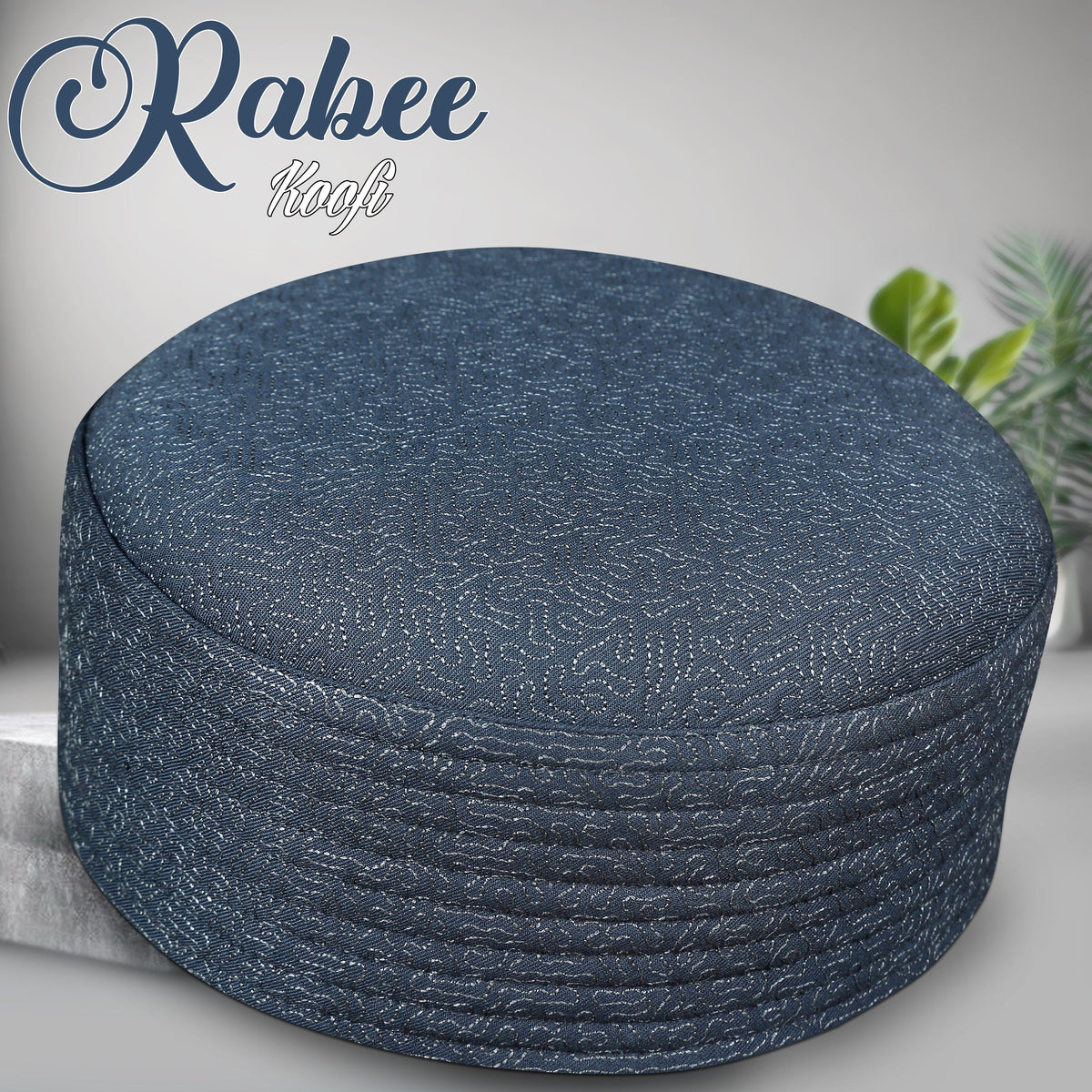 Gray Rabee Kufi Comfortable Classic Skull Cap