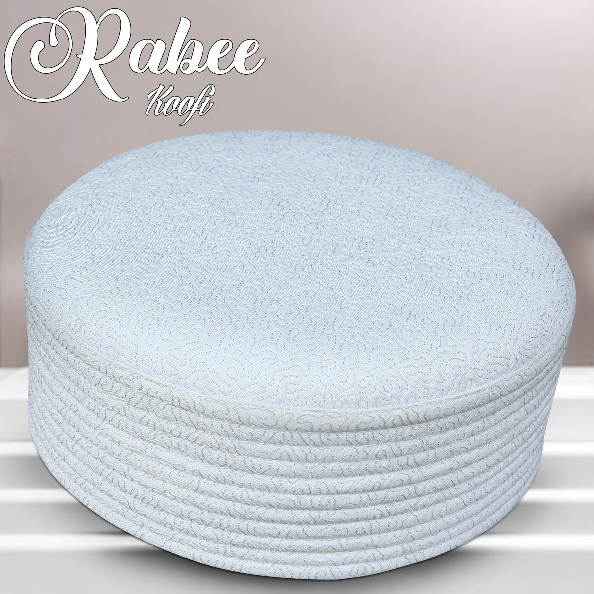 White Rabee Kufi Premium Salah Prayer Cap for Men