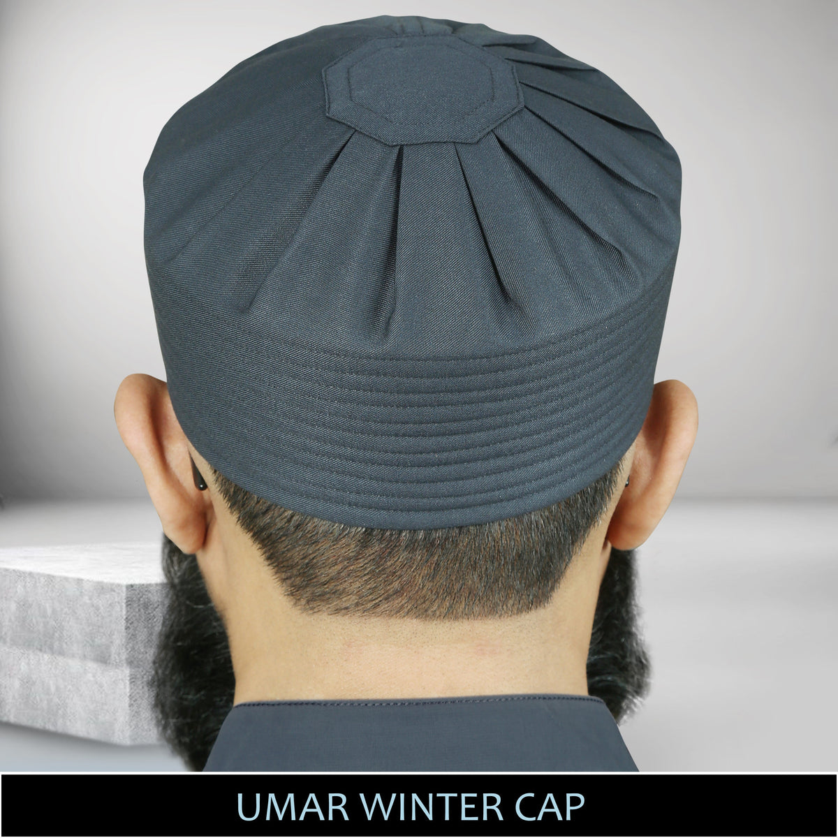 Grey Umar Winter Kufi Comfortable Cold Weather Skull Cap
