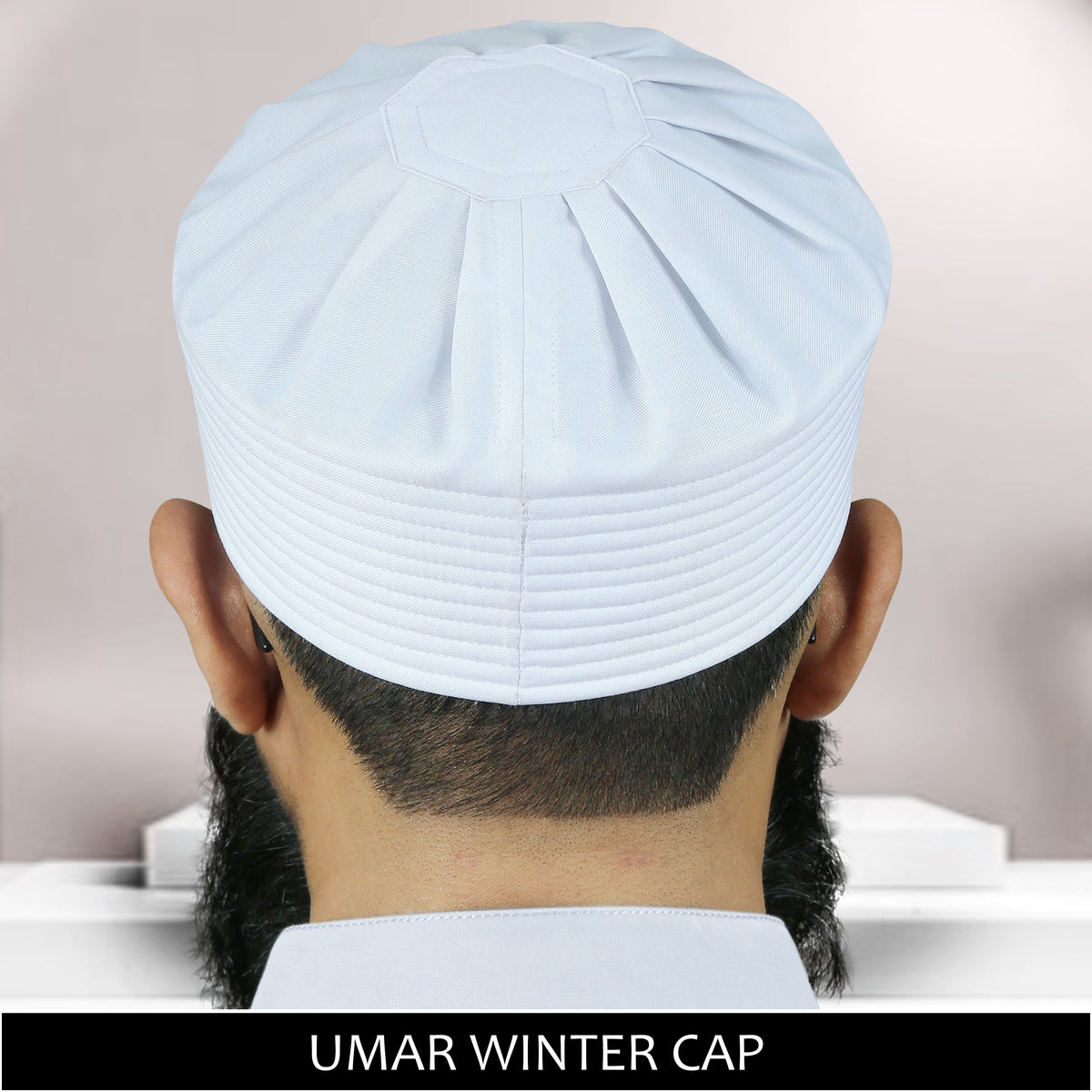 White Umar Winter Kufi Classic Muslim Prayer Hat