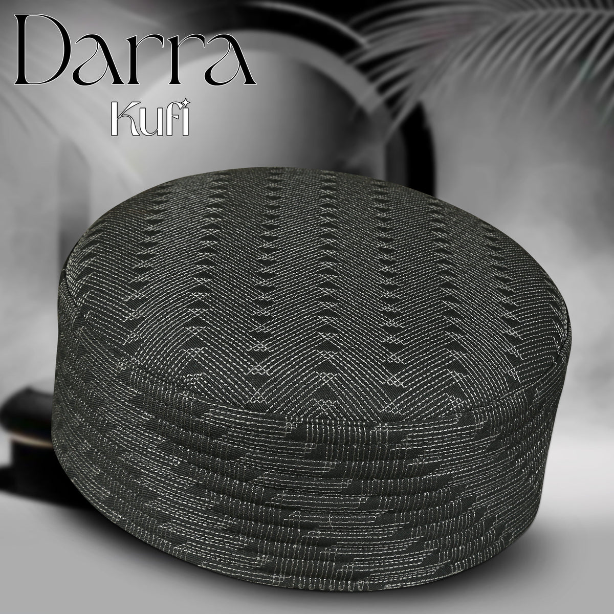 Black Darra Kufi Premium Handmade Islamic Prayer Cap