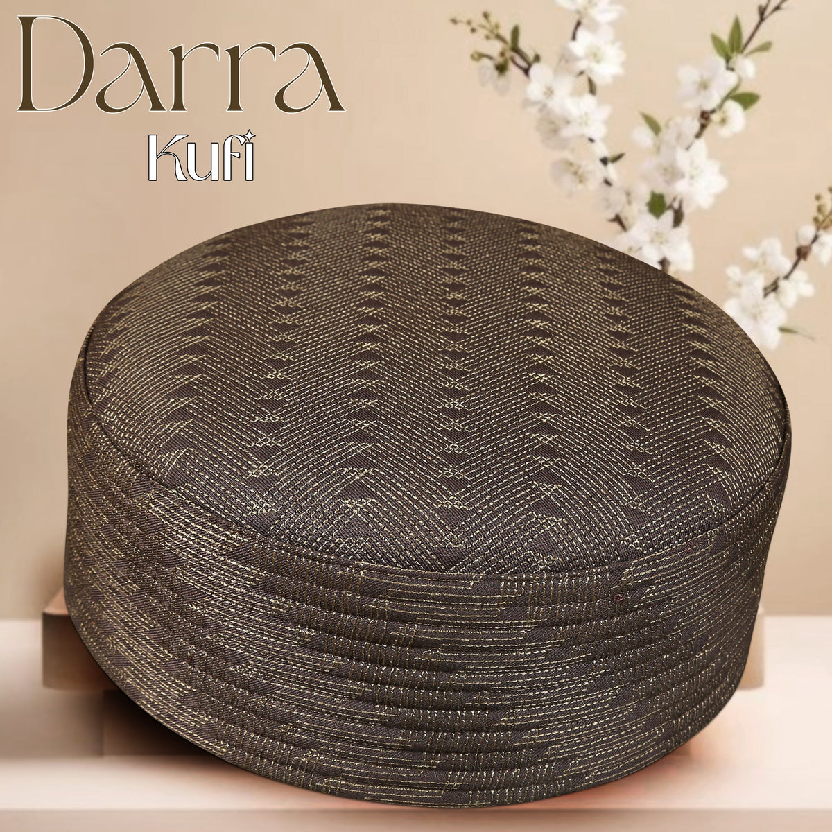 Brown Darra Kufi Classic Stitched Namaz Topi
