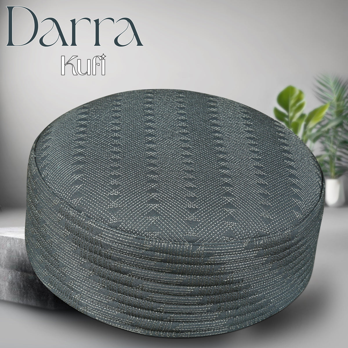 Gray Darra Kufi Refined Daily Salah Cap for Men