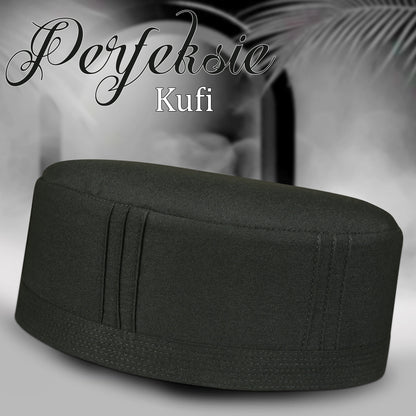 Black Perfeksie Kufi Premium Islamic Prayer Cap for Men