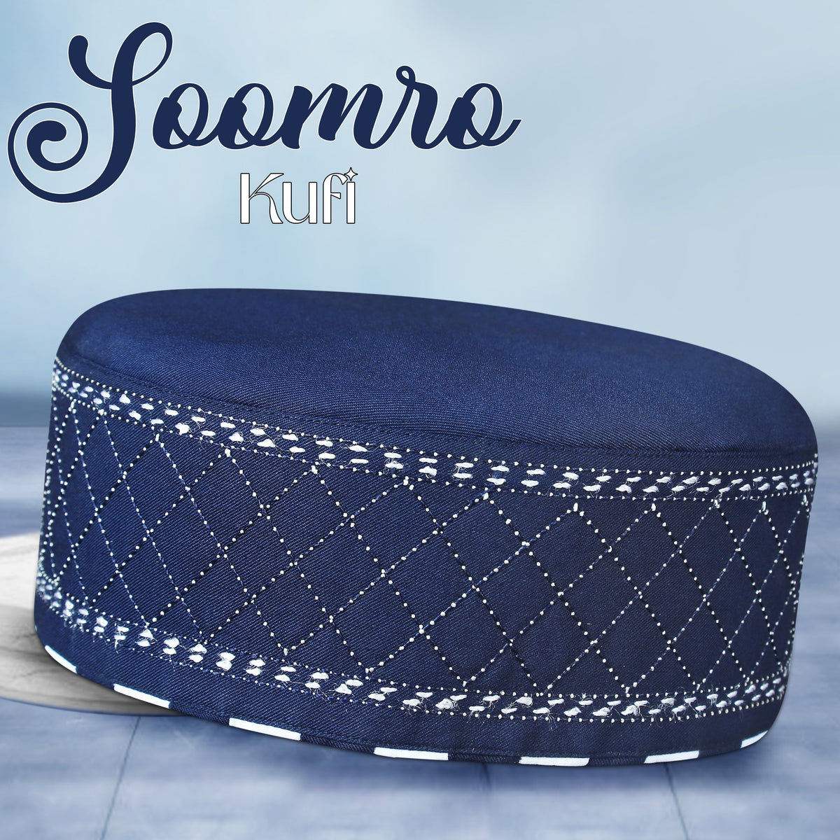 Navy Blue Soomroo Kufi Premium Daily Wear Prayer Hat