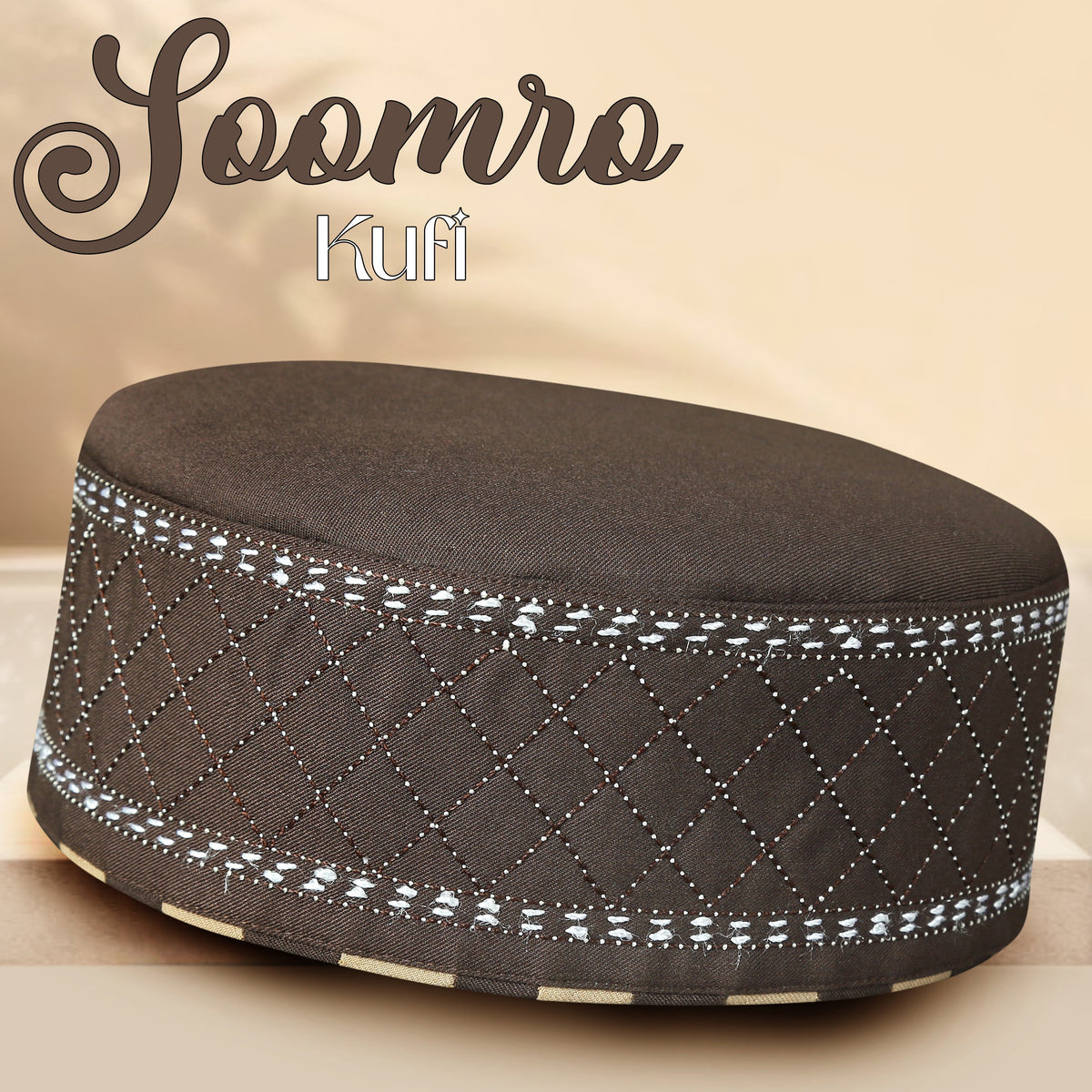Brown Soomroo Kufi Traditional Formal Prayer Cap