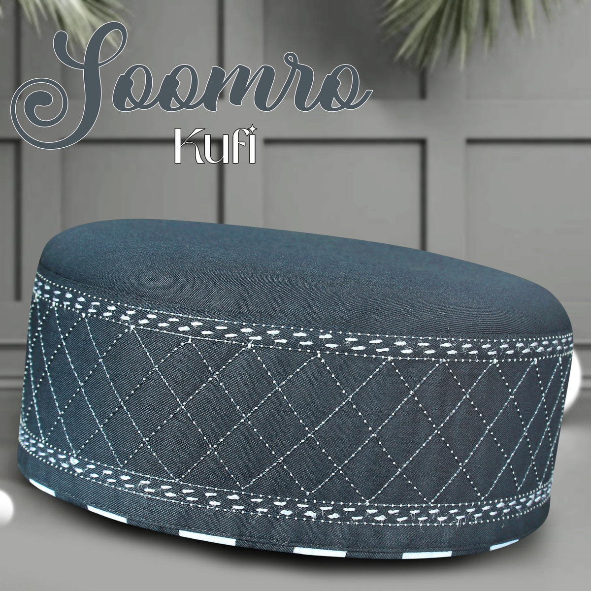 Grey Soomroo Kufi Elegant Islamic Skull Cap