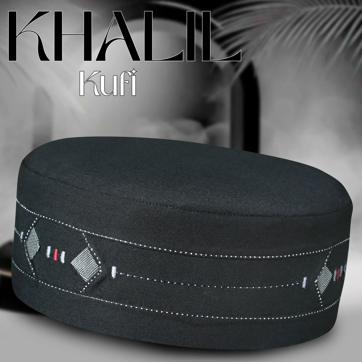 Black Khalil Kufi Premium Islamic Prayer Cap for Men