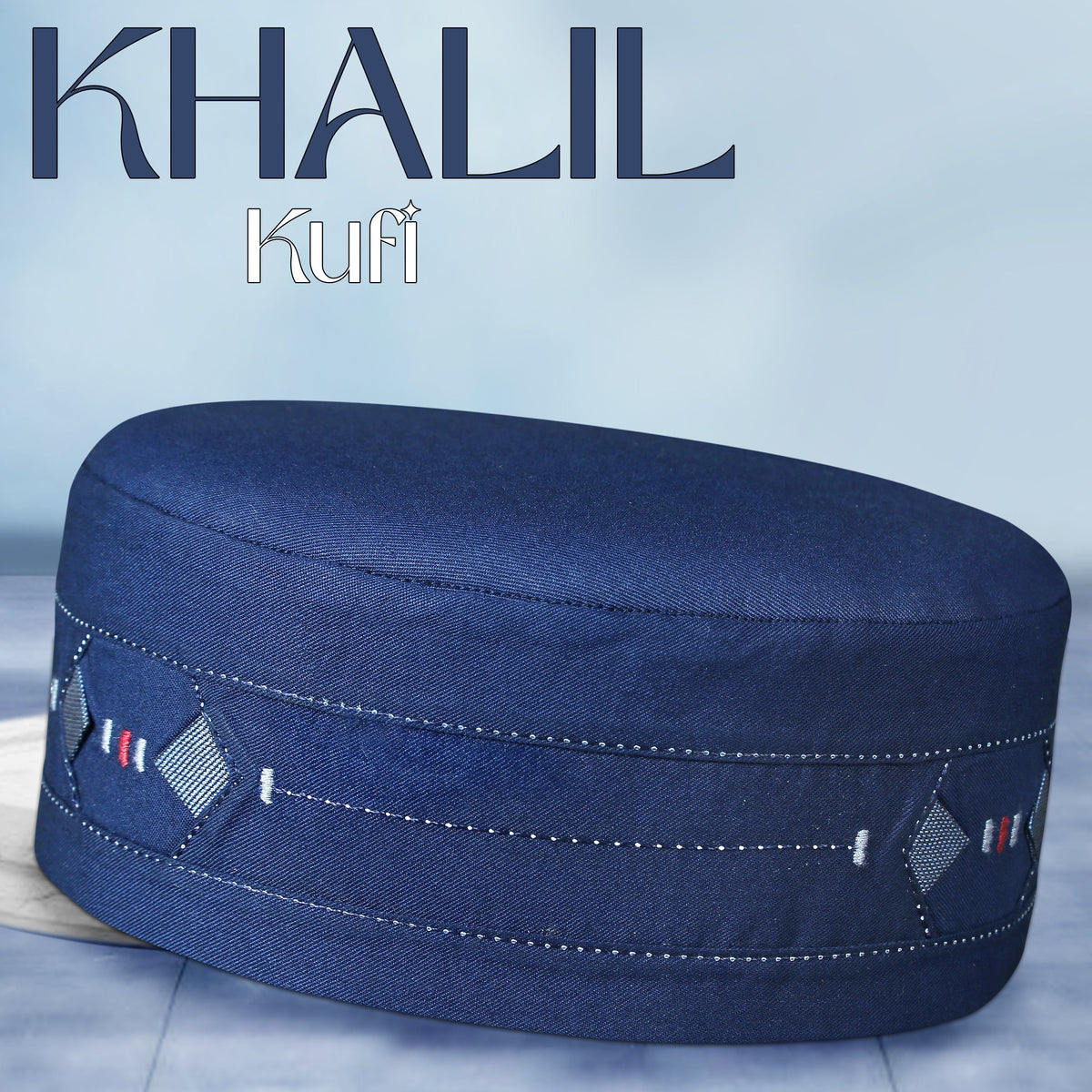 Navy Blue Khalil Kufi Elegant Salah Cap for Men