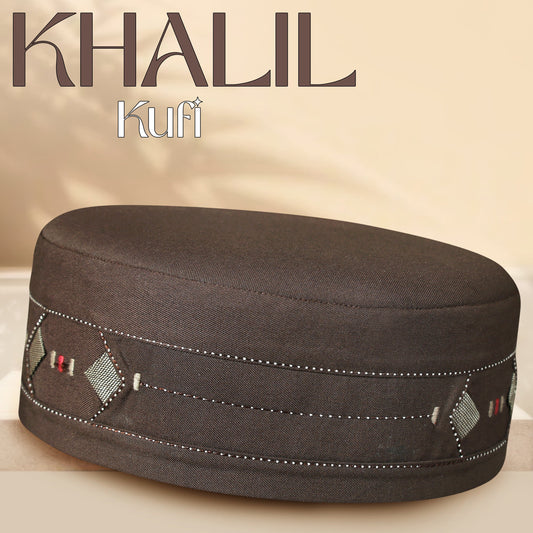 Brown Khalil Kufi Traditional Daily Prayer Hat