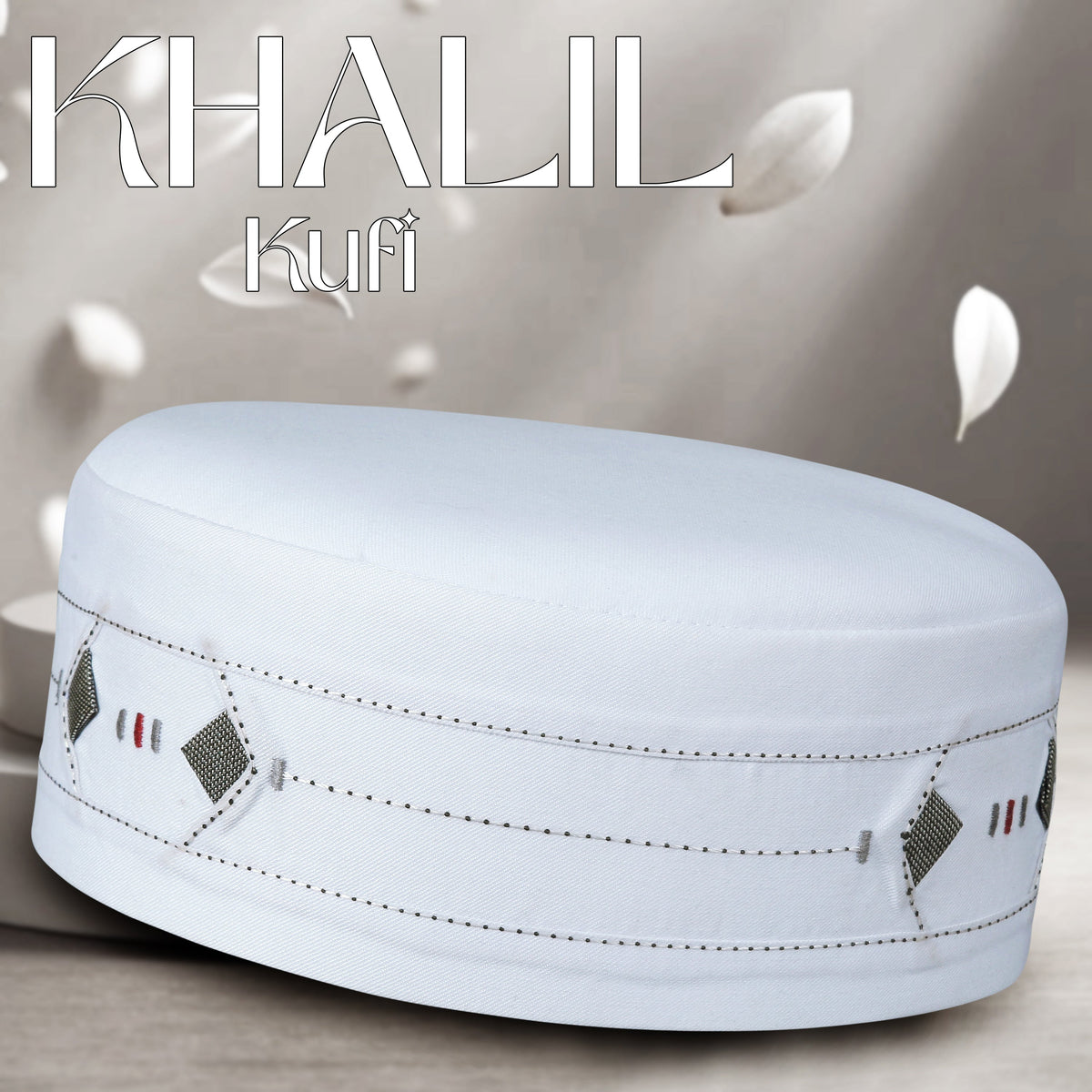 White Khalil Kufi Classic Muslim Namaz Topi